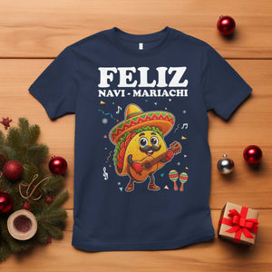 Funny Taco Mexican Christmas T Shirt Feliz Navi Mariachi TS14 Navy Print Your Wear