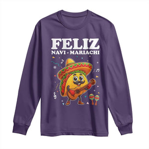 Funny Taco Mexican Christmas Long Sleeve Shirt Feliz Navi Mariachi TS14 Purple Print Your Wear