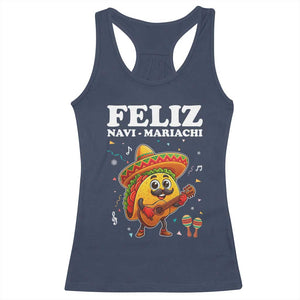 Funny Taco Mexican Christmas Racerback Tank Top Feliz Navi Mariachi TS14 Navy Print Your Wear