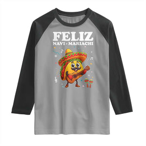 Funny Taco Mexican Christmas Raglan Shirt Feliz Navi Mariachi TS14 Sport Gray Black Print Your Wear