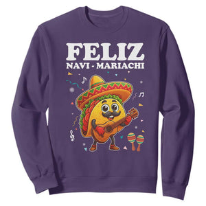 Funny Taco Mexican Christmas Sweatshirt Feliz Navi Mariachi TS14 Purple Print Your Wear