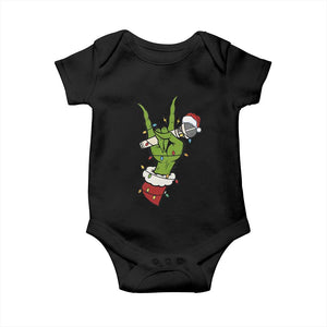 Funny Christmas Rock Baby Onesie Rock Green Hand Style Xmas TS14 Black Print Your Wear