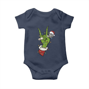 Funny Christmas Rock Baby Onesie Rock Green Hand Style Xmas TS14 Navy Print Your Wear