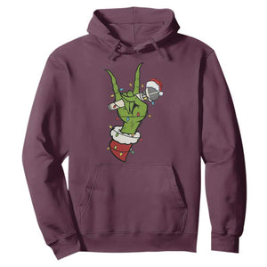 Funny Christmas Rock Hoodie Rock Green Hand Style Xmas TS14 Maroon Print Your Wear