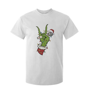 Funny Christmas Rock T Shirt For Kid Rock Green Hand Style Xmas TS14 White Print Your Wear