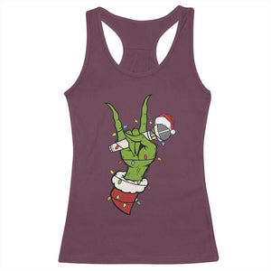 Funny Christmas Rock Racerback Tank Top Rock Green Hand Style Xmas - Print Your Wear