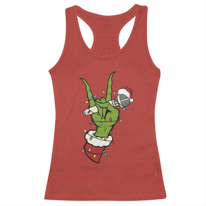 Funny Christmas Rock Racerback Tank Top Rock Green Hand Style Xmas - Print Your Wear