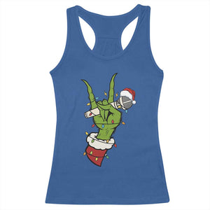 Funny Christmas Rock Racerback Tank Top Rock Green Hand Style Xmas - Print Your Wear