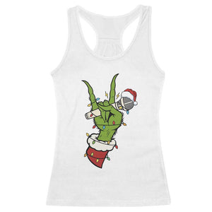 Funny Christmas Rock Racerback Tank Top Rock Green Hand Style Xmas - Print Your Wear