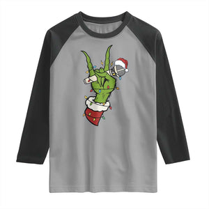 Funny Christmas Rock Raglan Shirt Rock Green Hand Style Xmas TS14 Sport Gray Black Print Your Wear