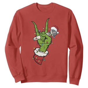 Funny Christmas Rock Sweatshirt Rock Green Hand Style Xmas TS14 Red Print Your Wear