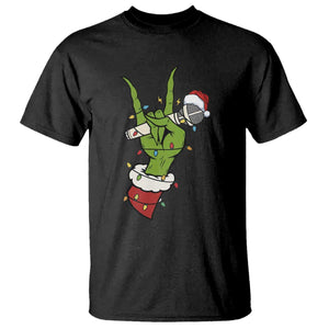 Funny Christmas Rock T Shirt Rock Green Hand Style Xmas TS14 Black Print Your Wear