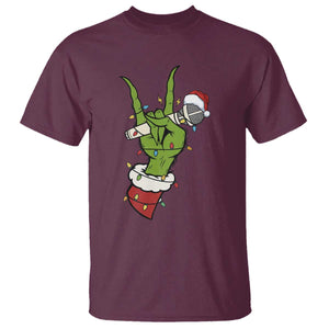 Funny Christmas Rock T Shirt Rock Green Hand Style Xmas TS14 Maroon Print Your Wear