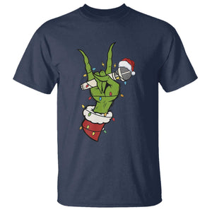 Funny Christmas Rock T Shirt Rock Green Hand Style Xmas TS14 Navy Print Your Wear