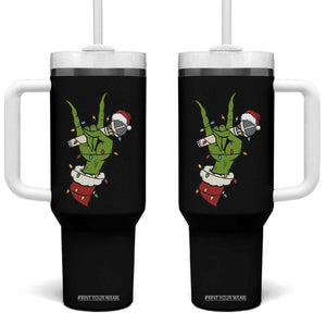 Funny Christmas Rock Tumbler With Handle Rock Green Hand Style Xmas TS14 One Size: 40 oz Black Print Your Wear