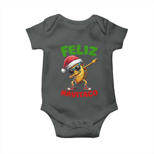 Funny Taco Mexican Christmas Baby Onesie Feliz Navitaco TS14 Dark Heather Print Your Wear