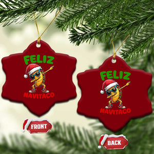 Funny Taco Mexican Xmas Ceramic Ornament Feliz Navitaco TS14 Print Your Wear