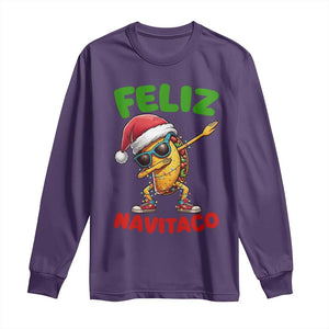 Funny Taco Mexican Christmas Long Sleeve Shirt Feliz Navitaco TS14 Purple Print Your Wear