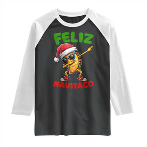 Funny Taco Mexican Christmas Raglan Shirt Feliz Navitaco TS14 Black White Print Your Wear