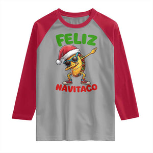 Funny Taco Mexican Christmas Raglan Shirt Feliz Navitaco TS14 Sport Gray Red Print Your Wear