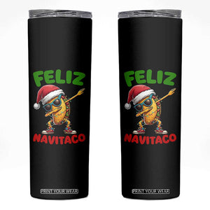Funny Taco Mexican Christmas Skinny Tumbler Feliz Navitaco TS14 Black Print Your Wear