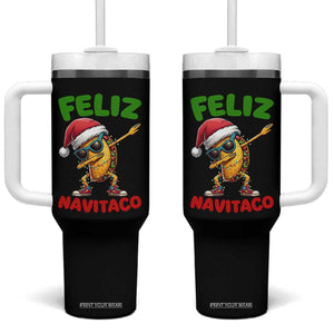 Funny Taco Mexican Christmas Tumbler With Handle Feliz Navitaco TS14 One Size: 40 oz Black Print Your Wear