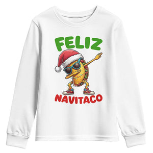 Funny Taco Mexican Christmas Youth Sweatshirt Feliz Navitaco TS14 White Print Your Wear