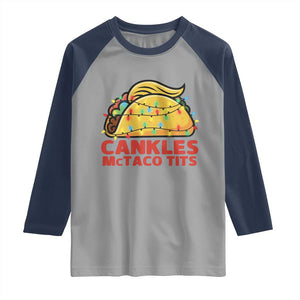 Taco Trump Mexican Christmas Raglan Shirt Cankles McTaco Tits TS14 Sport Gray Navy Print Your Wear