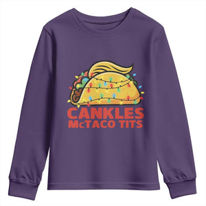 Taco Trump Mexican Christmas Youth Sweatshirt Cankles McTaco Tits TS14 Purple Print Your Wear