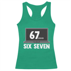 67 Six Seven Meme Racerback Tank Top Funny Tech Support TS14 Irish Green Print Your Wear