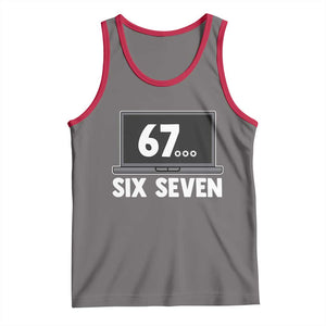 67 Six Seven Meme Tank Top Funny Tech Support TS14 Deep Heather Red Print Your Wear