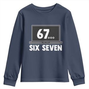 67 Six Seven Meme Youth Sweatshirt Funny Tech Support TS14 Navy Print Your Wear