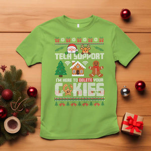 Funny Tech Support Christmas T Shirt I Am Here To Delete Your Cookies TS14 Lime Print Your Wear