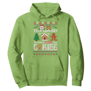 Funny Tech Support Christmas Hoodie I Am Here To Delete Your Cookies TS14 Lime Print Your Wear