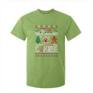 Funny Tech Support Christmas T Shirt For Kid I Am Here To Delete Your Cookies TS14 Lime Print Your Wear