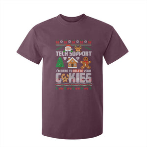 Funny Tech Support Christmas T Shirt For Kid I Am Here To Delete Your Cookies TS14 Maroon Print Your Wear