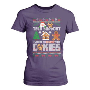 Funny Tech Support Christmas T Shirt For Women I Am Here To Delete Your Cookies TS14 Purple Print Your Wear