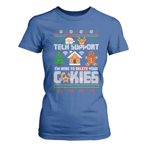 Funny Tech Support Christmas T Shirt For Women I Am Here To Delete Your Cookies TS14 Royal Blue Print Your Wear