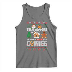Funny Tech Support Christmas Tank Top I Am Here To Delete Your Cookies TS14 Black Heather Print Your Wear