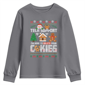 Funny Tech Support Christmas Youth Sweatshirt I Am Here To Delete Your Cookies TS14 Charcoal Print Your Wear