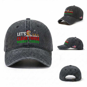 Tech Support Christmas Washed Cotton Baseball Cap Let Is Clear Those Holiday Cookies TS14 Washed Cap Universal Fit Dark Gray Print Your Wear