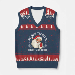 Santa Opalite Xmas V-Neck Knit Sweater Vest But Now The Sky Is Xmas Light TS14 Navy Red Print Your Wear