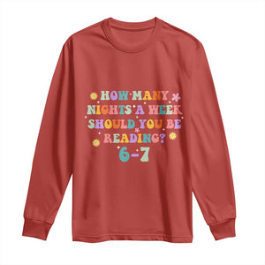 67 Six Seven Meme Long Sleeve Shirt Funny Reading Book Lover TS14 Red Print Your Wear