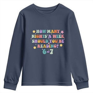 67 Six Seven Meme Youth Sweatshirt Funny Reading Book Lover TS14 Navy Print Your Wear