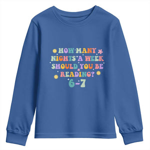 67 Six Seven Meme Youth Sweatshirt Funny Reading Book Lover TS14 Royal Blue Print Your Wear
