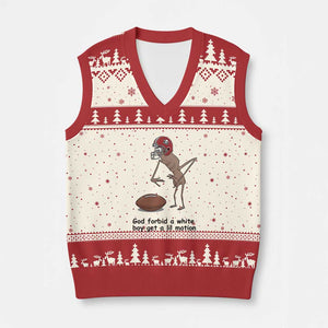 God Forbid a White Boy Get a Lil Motion V-Neck Knit Sweater Vest Marcus The Worm Robert Meme Funny Internet Quote TS14 Beige Red Print Your Wear