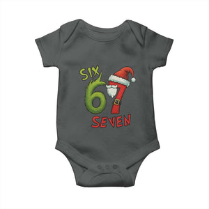 67 Six Seven Christmas Meme Baby Onesie Funny Santa Xmas TS14 Dark Heather Print Your Wear