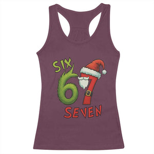 67 Six Seven Christmas Meme Racerback Tank Top Funny Santa Xmas TS14 Maroon Print Your Wear