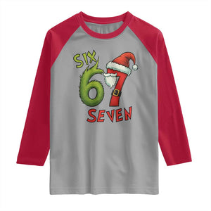 67 Six Seven Christmas Meme Raglan Shirt Funny Santa Xmas TS14 Sport Gray Red Print Your Wear