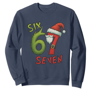 67 Six Seven Christmas Meme Sweatshirt Funny Santa Xmas TS14 Navy Print Your Wear